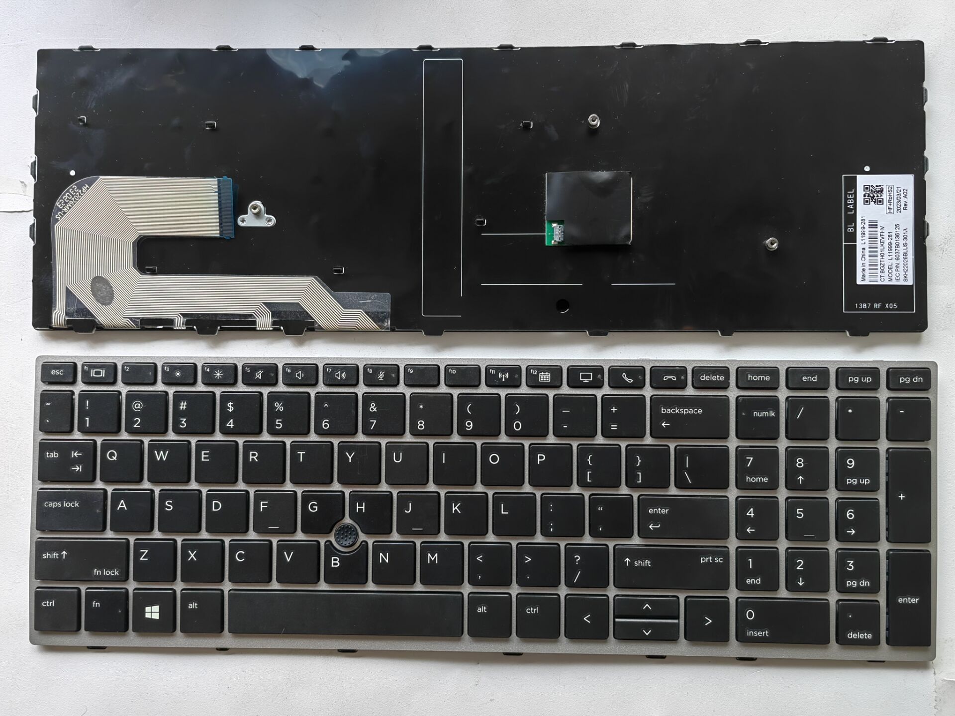 Picture of New Replacement Laptop Keyboard For HP 850G5/850G6 SILVER FRAME BLACK With Point (OEM) US Layout